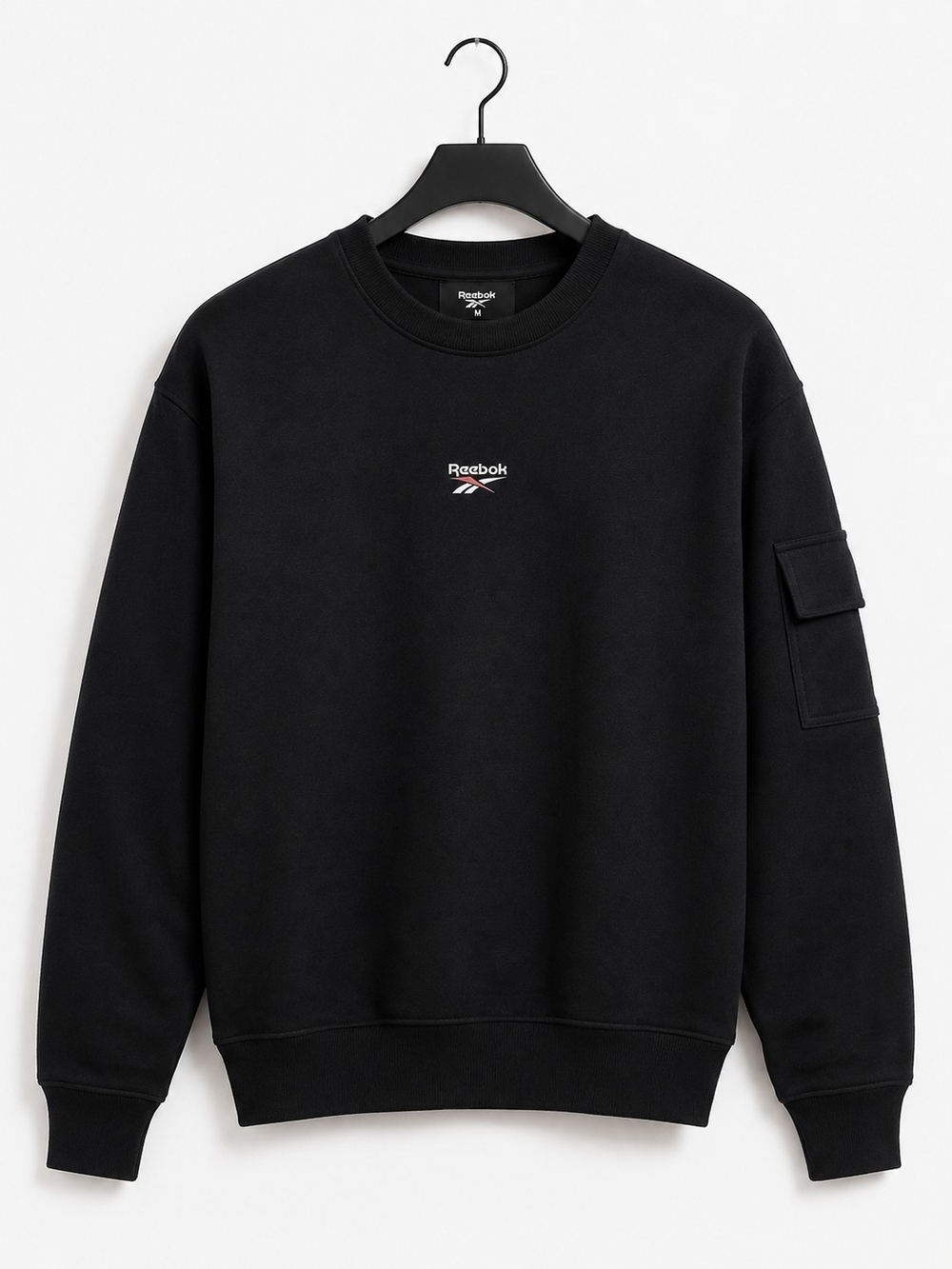 Reebok Black Crewneck Sweatshirt with Sleeve Pocket